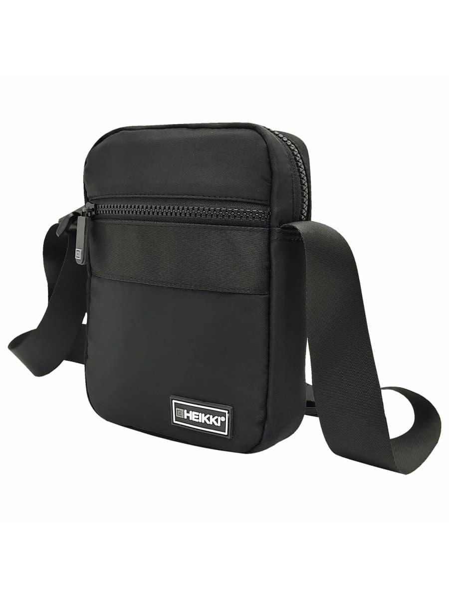 Сумка на плечо HEIKKI COMPACT (ХЕЙКИ) с карманом, черная, 20х16х5 см, 272632