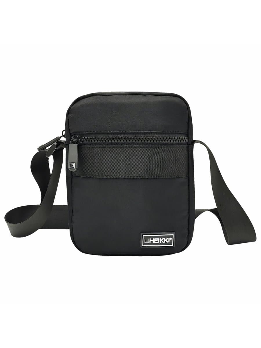 Сумка на плечо HEIKKI COMPACT (ХЕЙКИ) с карманом, черная, 20х16х5 см, 272632