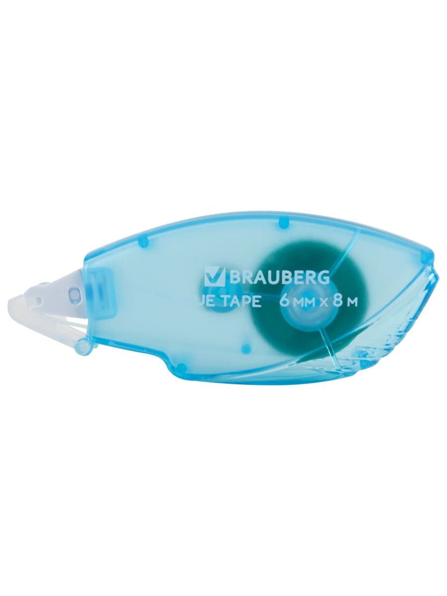 Клей-лента BRAUBERG STANDARD, 6 мм х 8 м, корпус матовый голубой, блистер, 273027