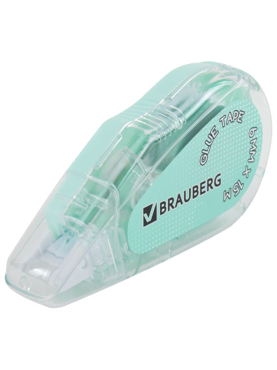 Клей-лента BRAUBERG MAXI, 6 мм х 15 м, корпус зеленый, блистер, 273029