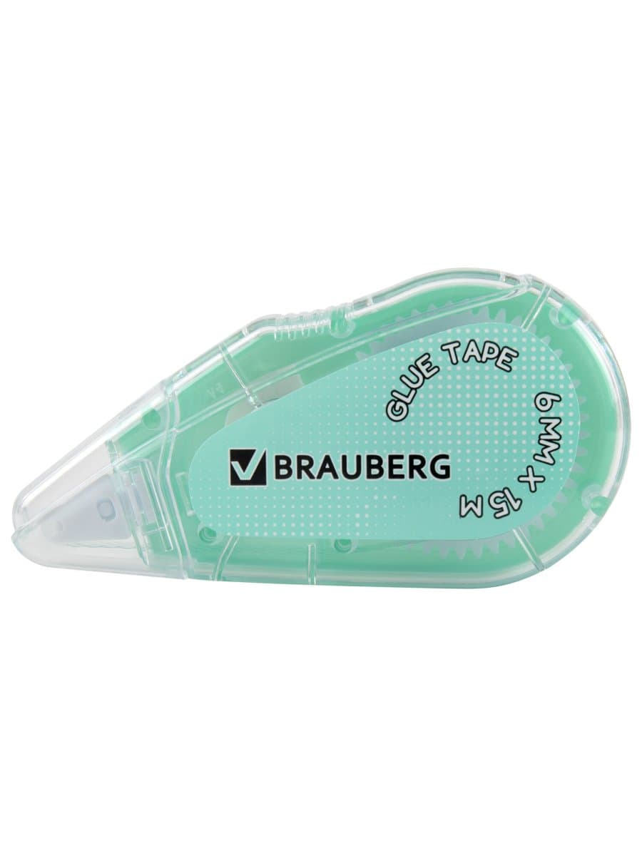 Клей-лента BRAUBERG MAXI, 6 мм х 15 м, корпус зеленый, блистер, 273029