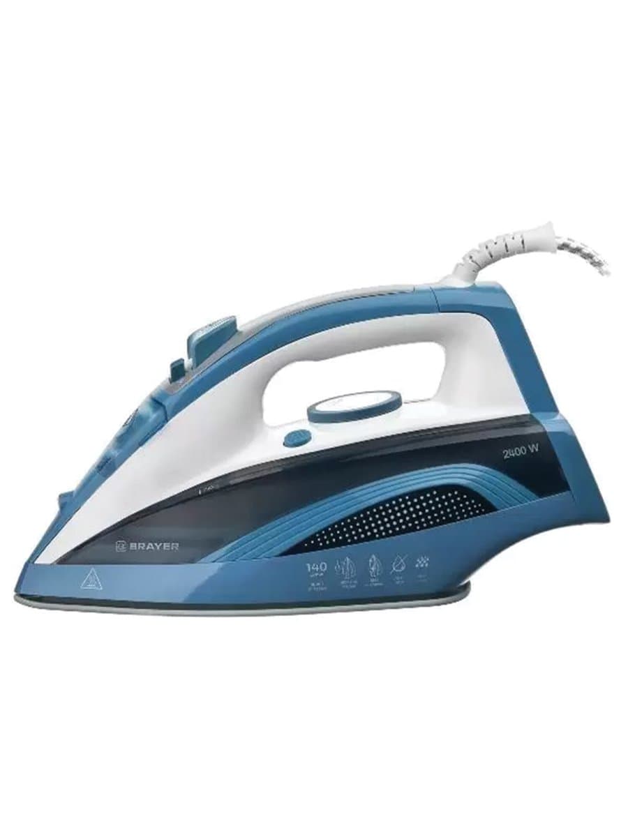 Утюг BRAYER BR4002, 2400 Вт, керамическое покрытие, самоочистка, антикапля, антинакипь, голубой