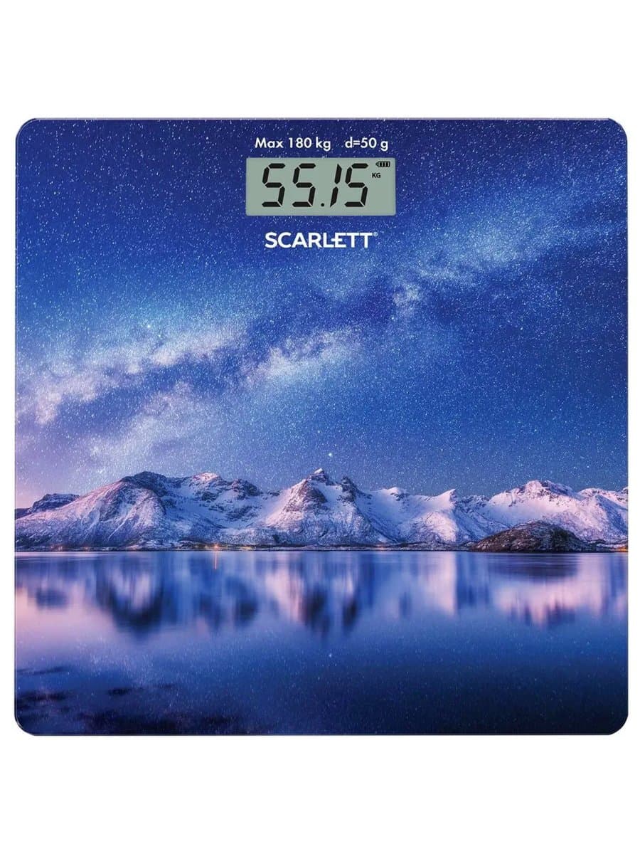 Весы напольные SCARLETT SC-BS33E022, электронные, вес до 180 кг, квадратные, стекло, звездное небо
