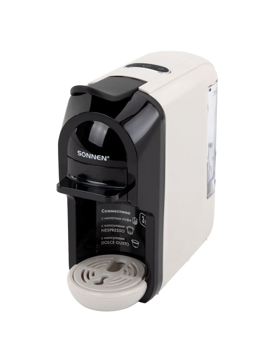 Кофемашина капсульная 3 в 1 для молотого кофе и капсул DOLCE GUSTO и NESPRESSO, SONNEN CM510B, 1450 Вт, 0,6 л, бежевая, 457338