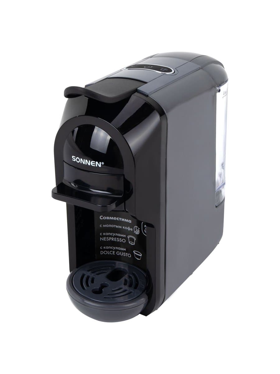Кофемашина капсульная 3 в 1 для молотого кофе и капсул DOLCE GUSTO и NESPRESSO, SONNEN CM510G, 1450 Вт, 0,6 л, графит, 457339