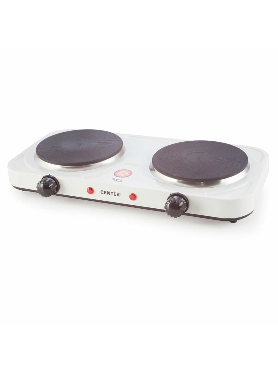 Настольная электрическая плита CENTEK CT-1507, 2000 Вт, 2 конфорки, 5 режимов нагрева, белая