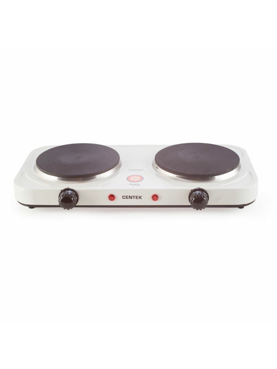 Настольная электрическая плита CENTEK CT-1507, 2000 Вт, 2 конфорки, 5 режимов нагрева, белая