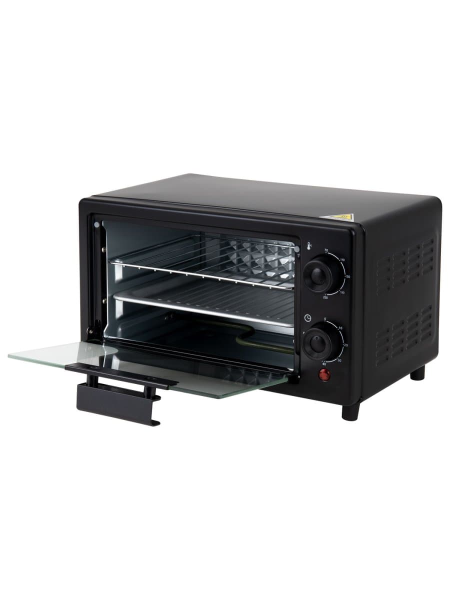 Мини-печь электрическая SONNEN EO-1001, 800 Вт, 10 л, таймер, нагрев до 230 °C, черная, 458308