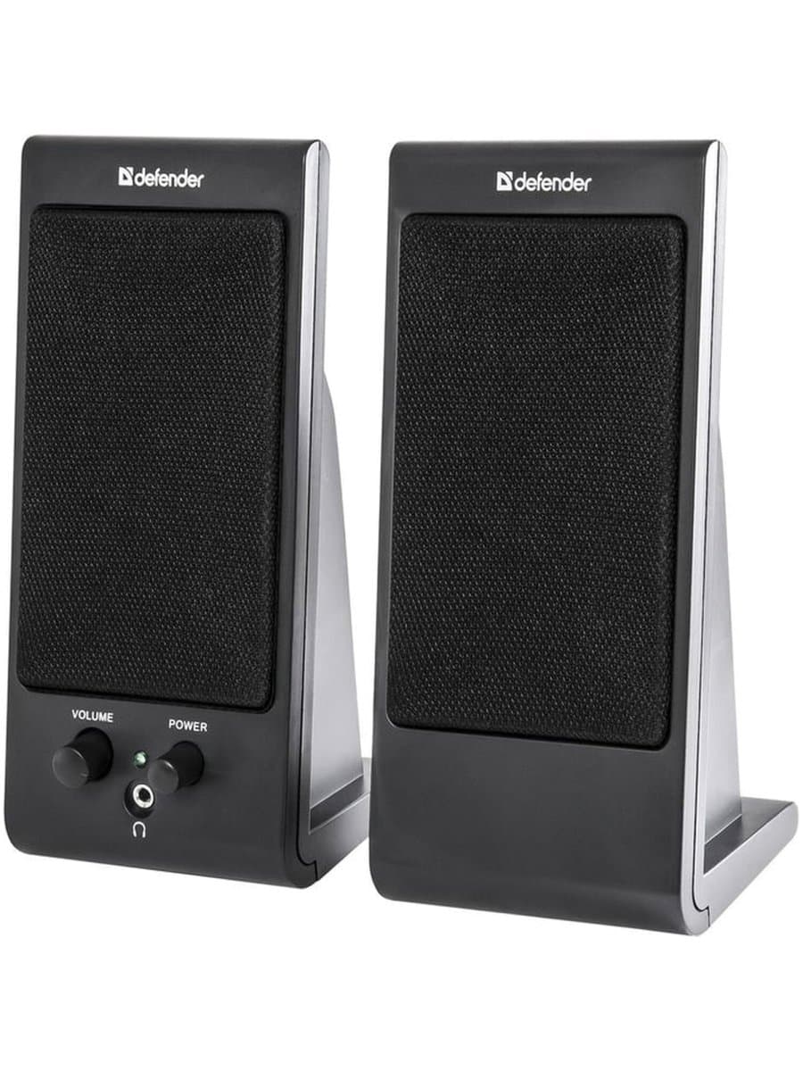 Колонки компьютерные DEFENDER SPK-165/170, 2.0, 2х2 W, пластик, черные, разъем для наушников, 65165