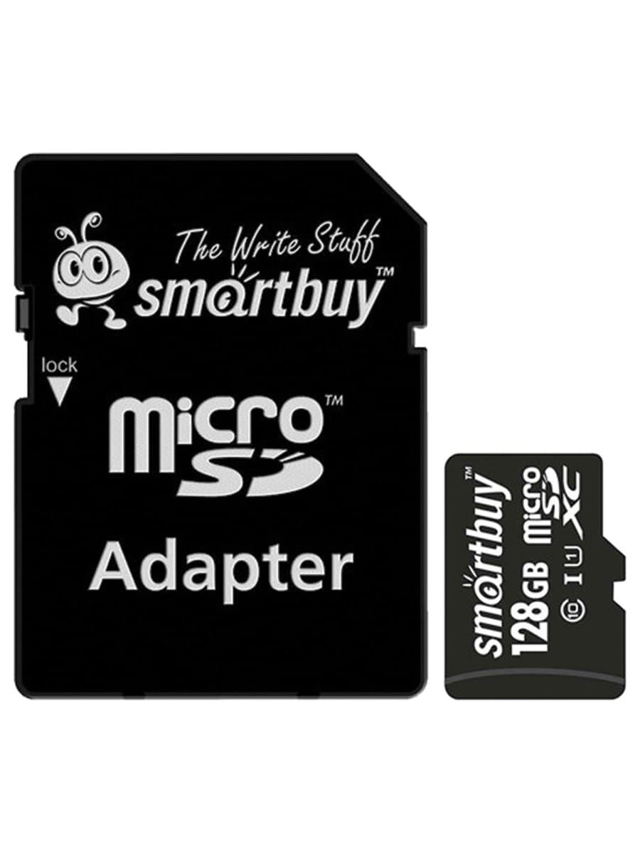 Карта памяти micro SDXC, 128 GB, SMARTBUY, UHS-1 U1, 80 Мб/сек. (class 10), с адаптером, SB128GBSDCL1001