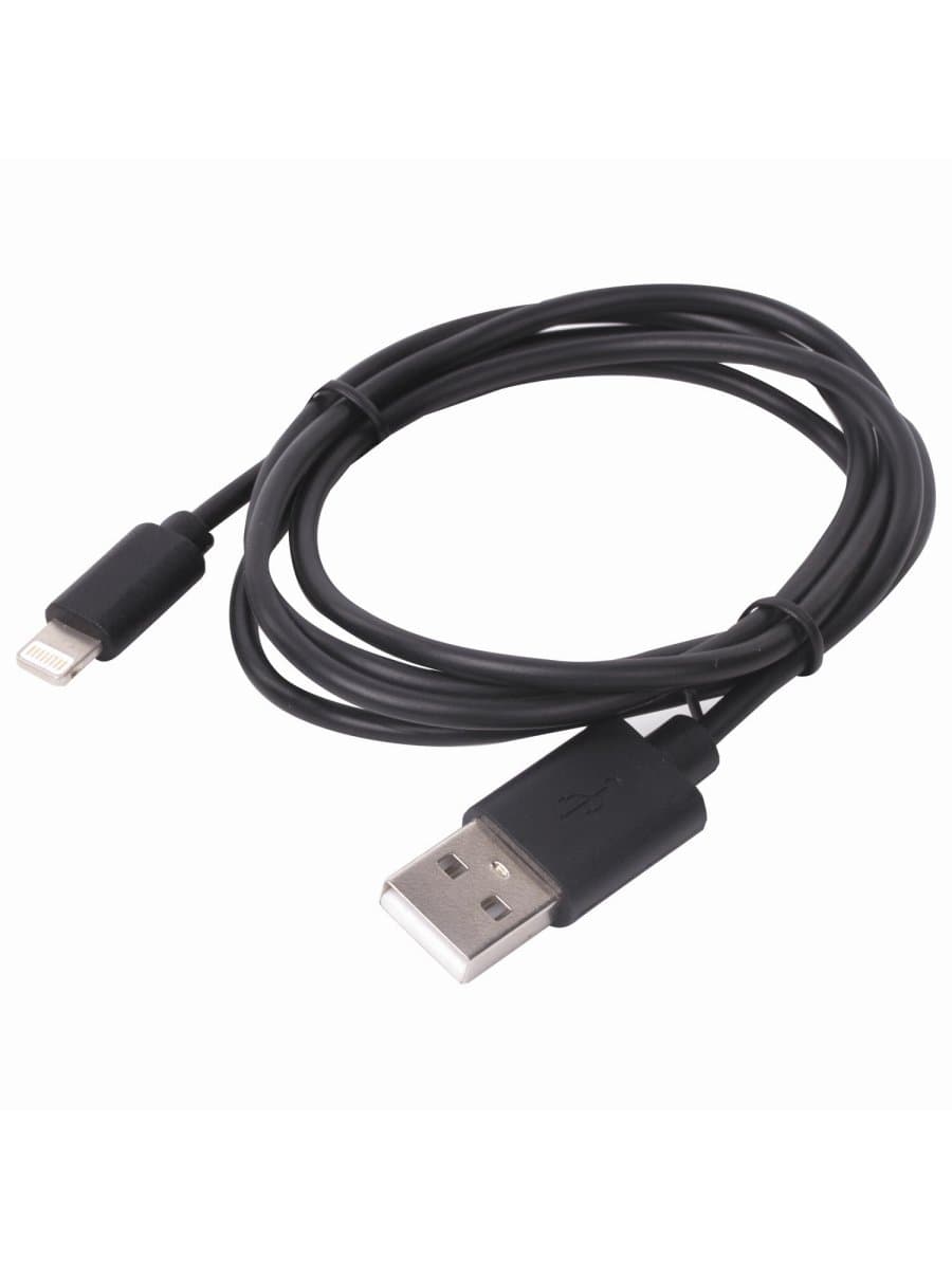 Кабель USB 2.0 – Lightning, 1 м, SONNEN, медь, для передачи данных и зарядки, черный, 513116