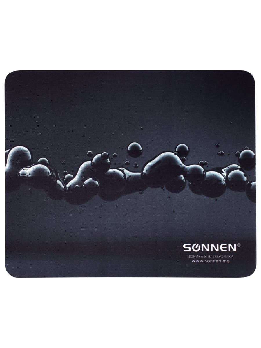 Коврик для мыши SONNEN "DROPS", резина + ткань, 220х180х3 мм, 513290