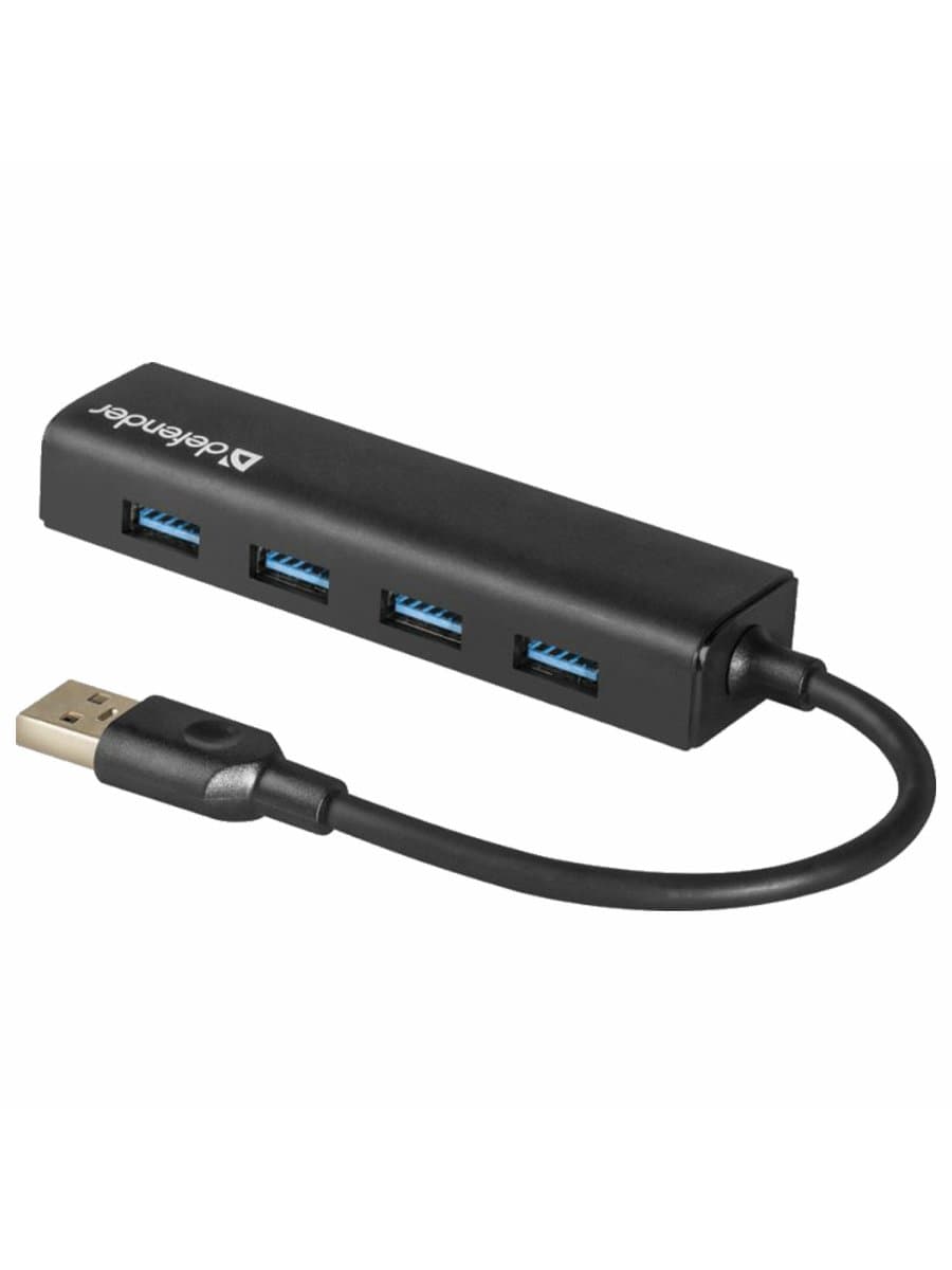 Хаб USB 3.0, 4 порта, черный, DEFENDER QUADRO EXPRESS, 83204
