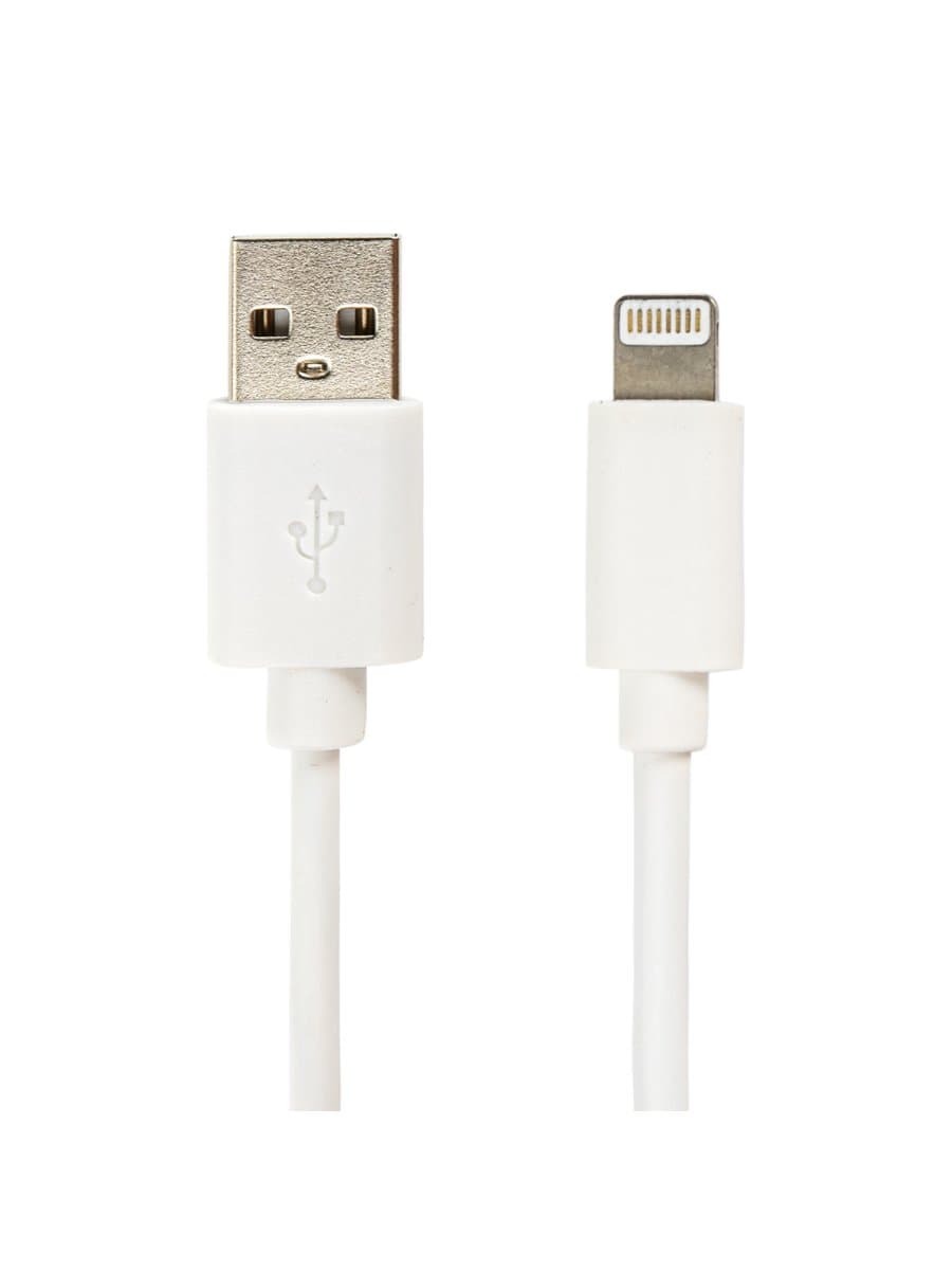 Кабель USB2.0 – Lightning, 1 м, SONNEN, медь, для передачи данных и зарядки, белый, 513559