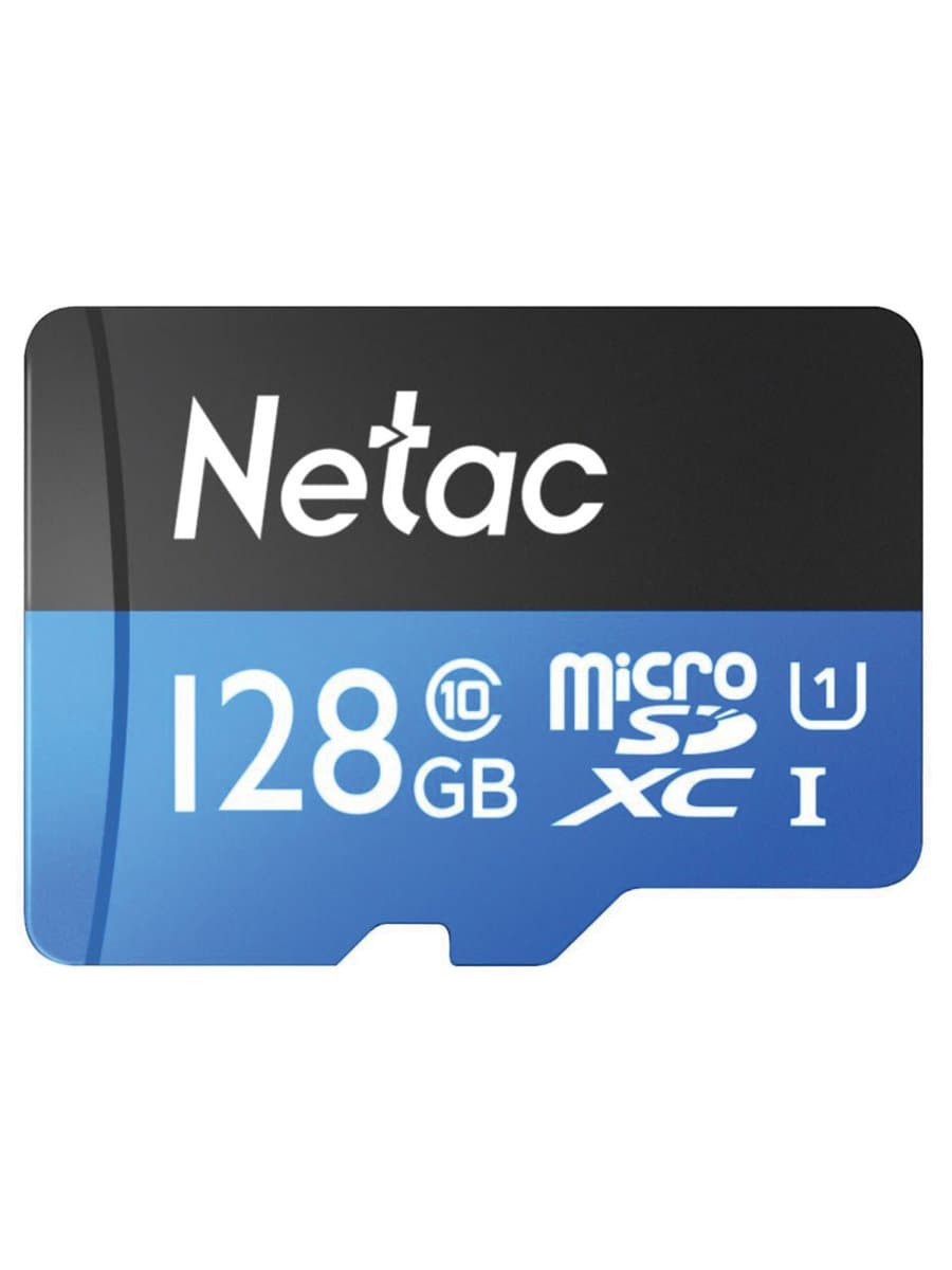 Карта памяти microSDXC 128 ГБ NETAC P500 Standard, UHS-I U1, 90 Мб/с (class 10), адаптер, NT02P500STN-128G-R