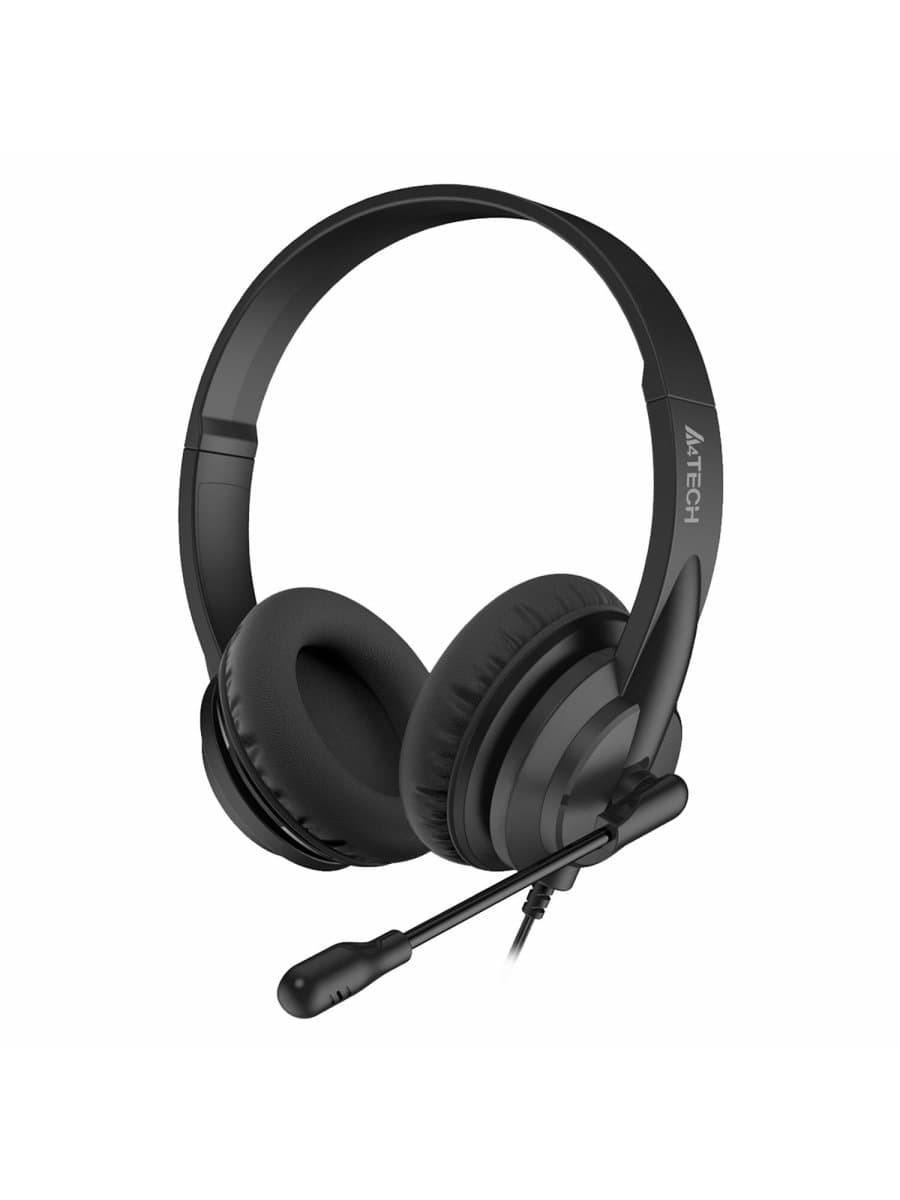 Наушники с микрофоном (гарнитура) A4TECH HU-10, проводные, 2 м, USB, черные, 1611400
