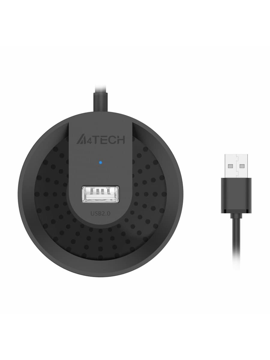 Хаб USB 2.0, 4 порта, черный, A4TECH HUB-20, 1874611