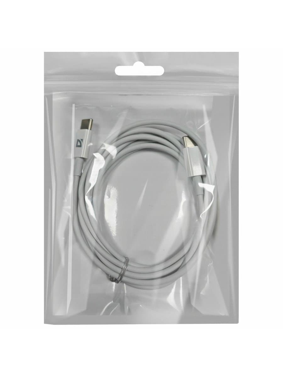 Кабель USB Type-C-Type-C, 30 Вт, белый, 2 м, DEFENDER F182, 87537