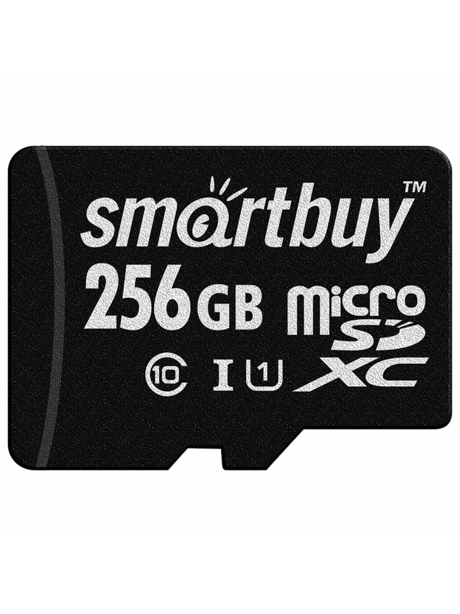 Карта памяти microSDXC 256 GB SMARTBUY, UHS-I, 90 Мб/сек (class 10), с адаптером, SB256GBSDCL10-01