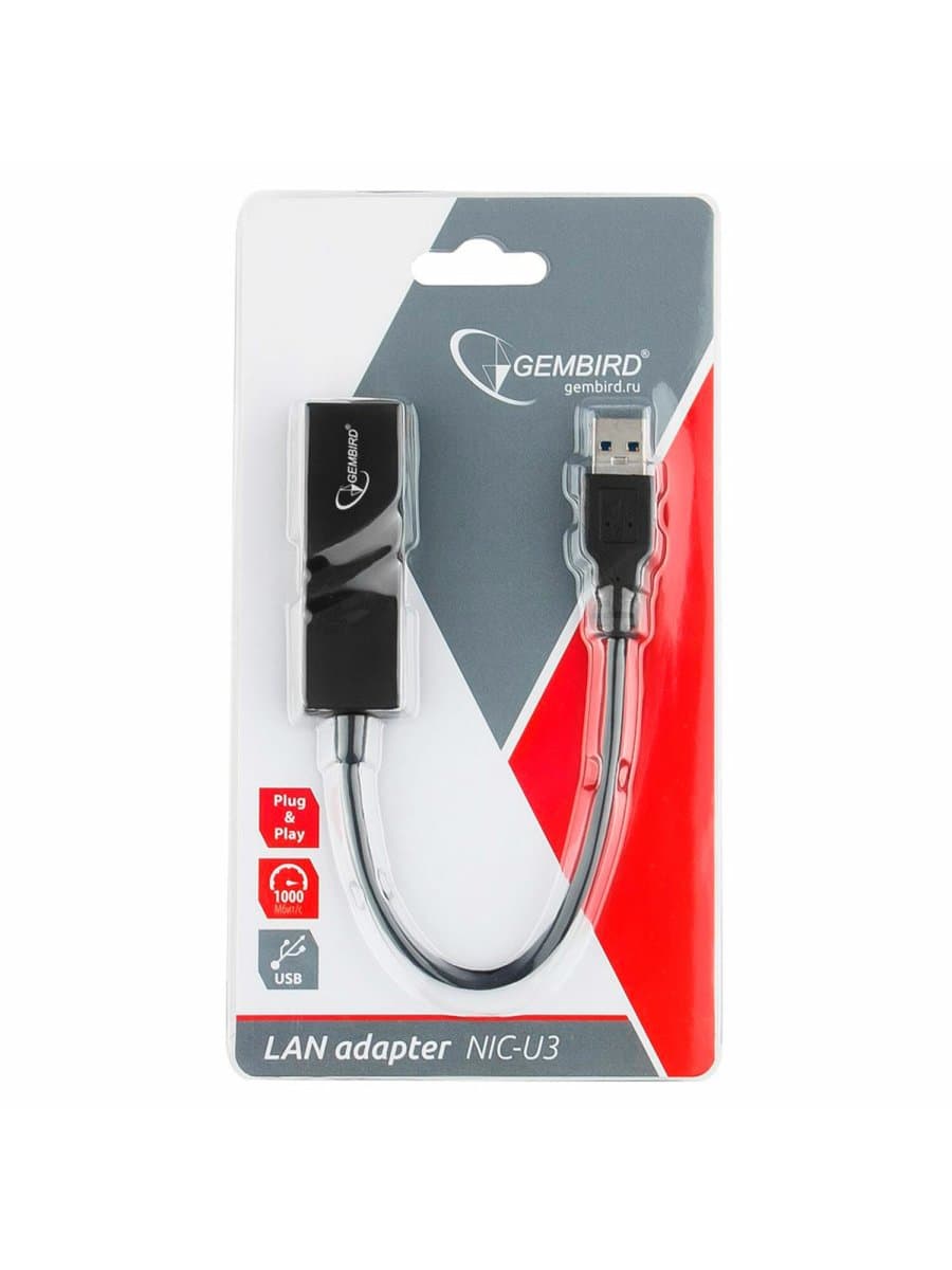 Сетевой адаптер Ethernet GEMBIRD USB 3.0 – Gigabit Ethernet adapter, RTL8153, NIC-U3