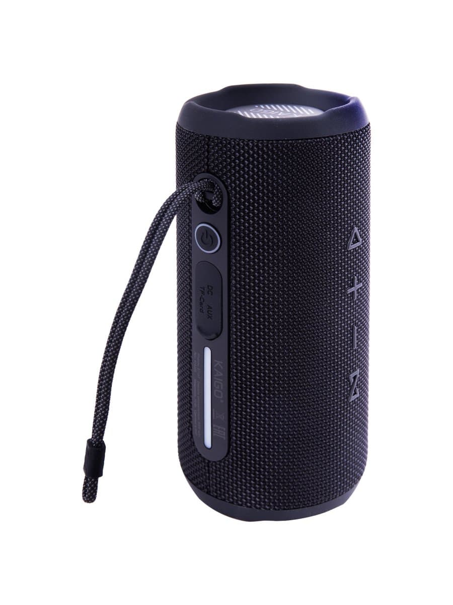 Колонка портативная влагозащищенная KAIGO (КАЙГО) BT16T, 10 Вт, Bluetooth, Micro SD, AUX, RGB, TWS, IPX7, черная, 514225