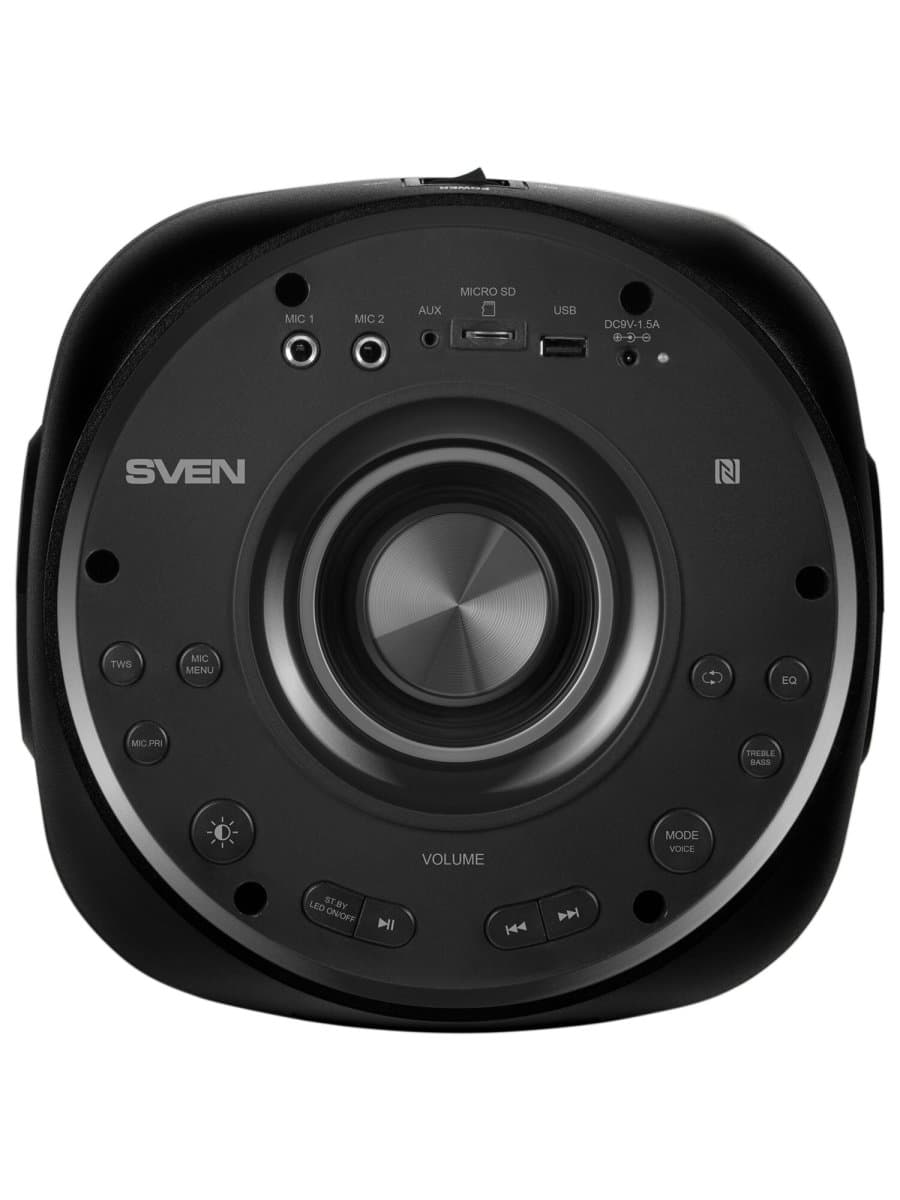 Колонка портативная SVEN PS-770, 100 Вт, TWS, Bluetooth, FM, USB, microSD, LED-дисплей, черный, SV-021719