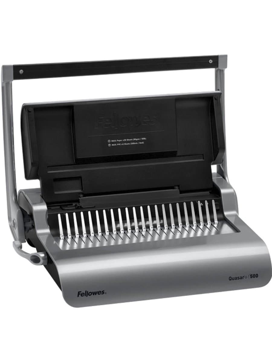 Переплетная машина для пластиковой пружины FELLOWES "QUASAR+", пробивает до 25 л., сшивает до 500 л., FS-56277