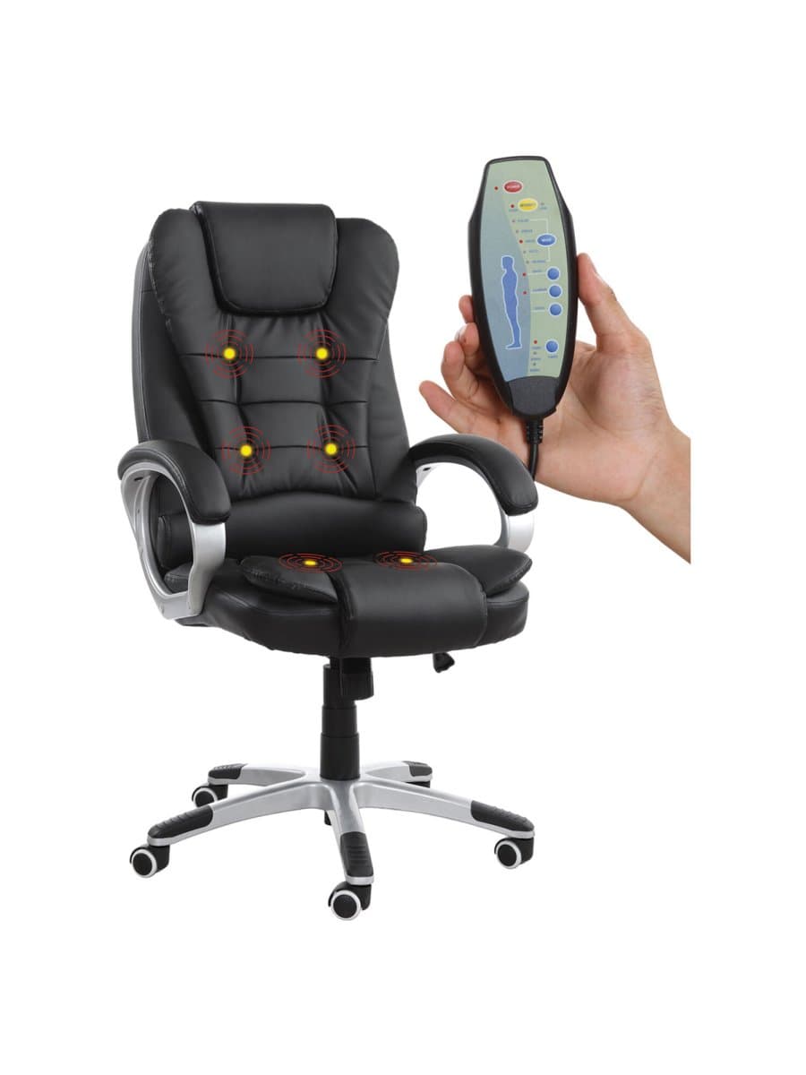 Кресло офисное BRABIX "Comfort MS-003", 6 массажных модулей, экокожа, черное, 532521