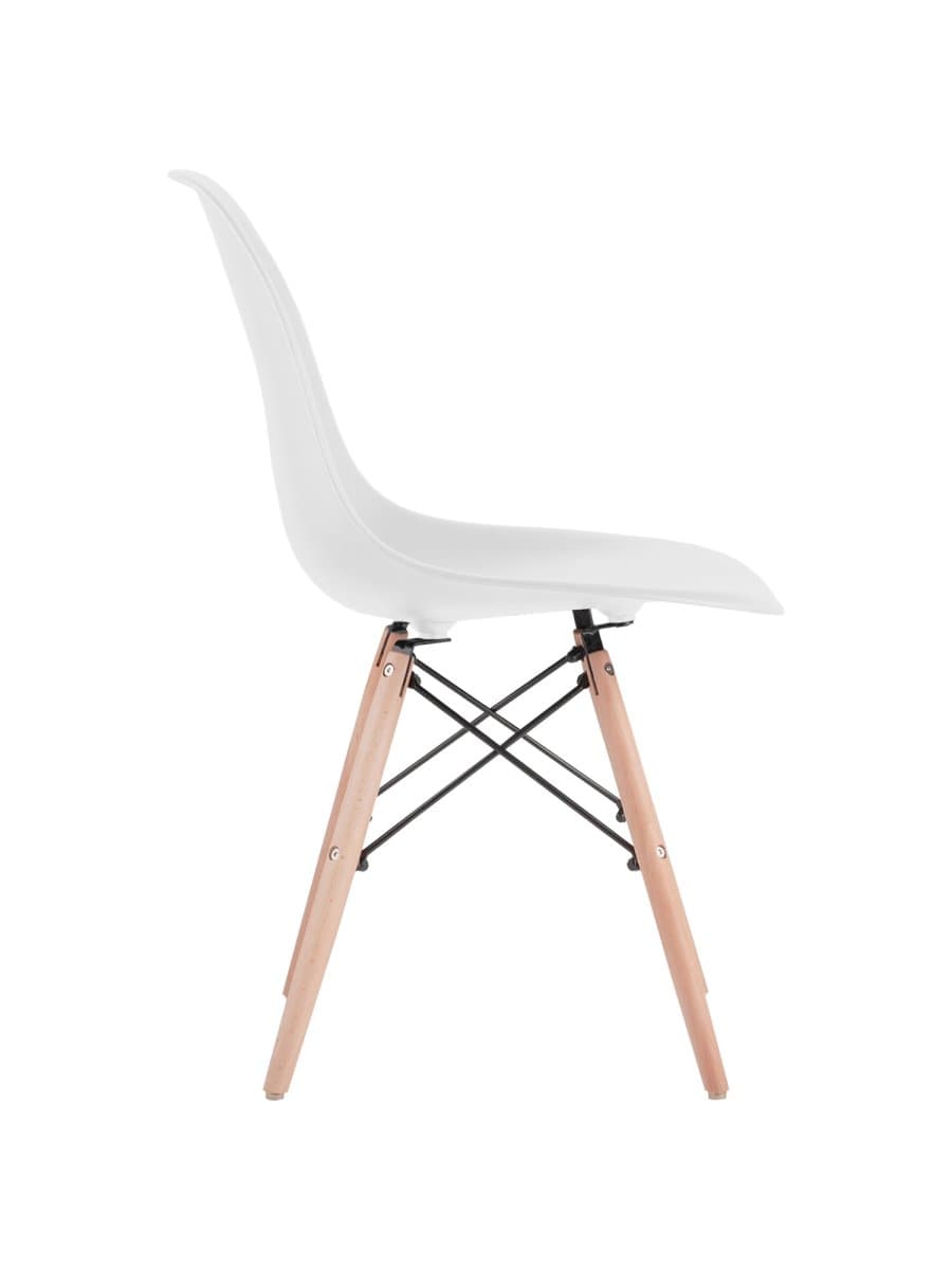Стулья BRABIX "Eames CF-010", КОМПЛЕКТ 4 шт., пластик белый, опоры дерево/металл, 532630