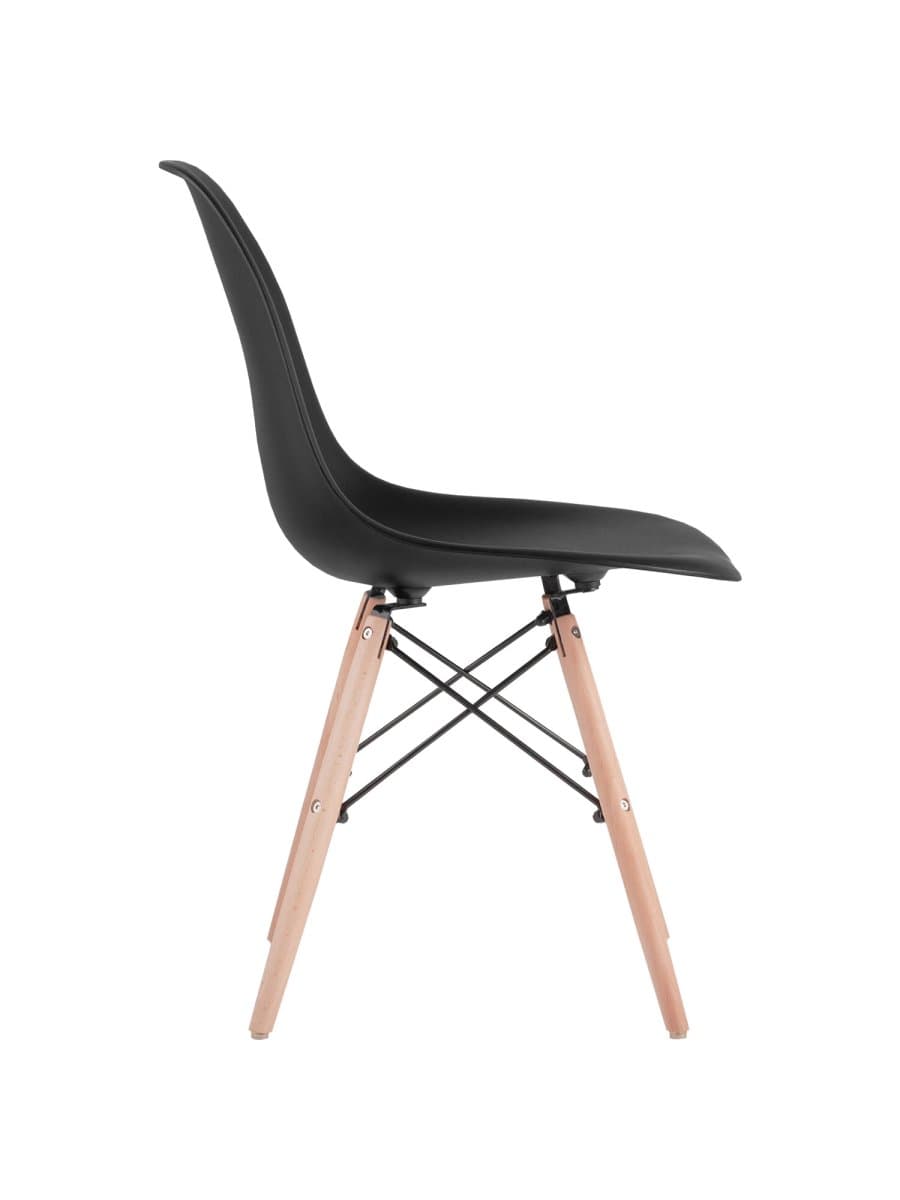 Стулья BRABIX "Eames CF-010", КОМПЛЕКТ 4 шт., пластик черный, опоры дерево/металл, 532631