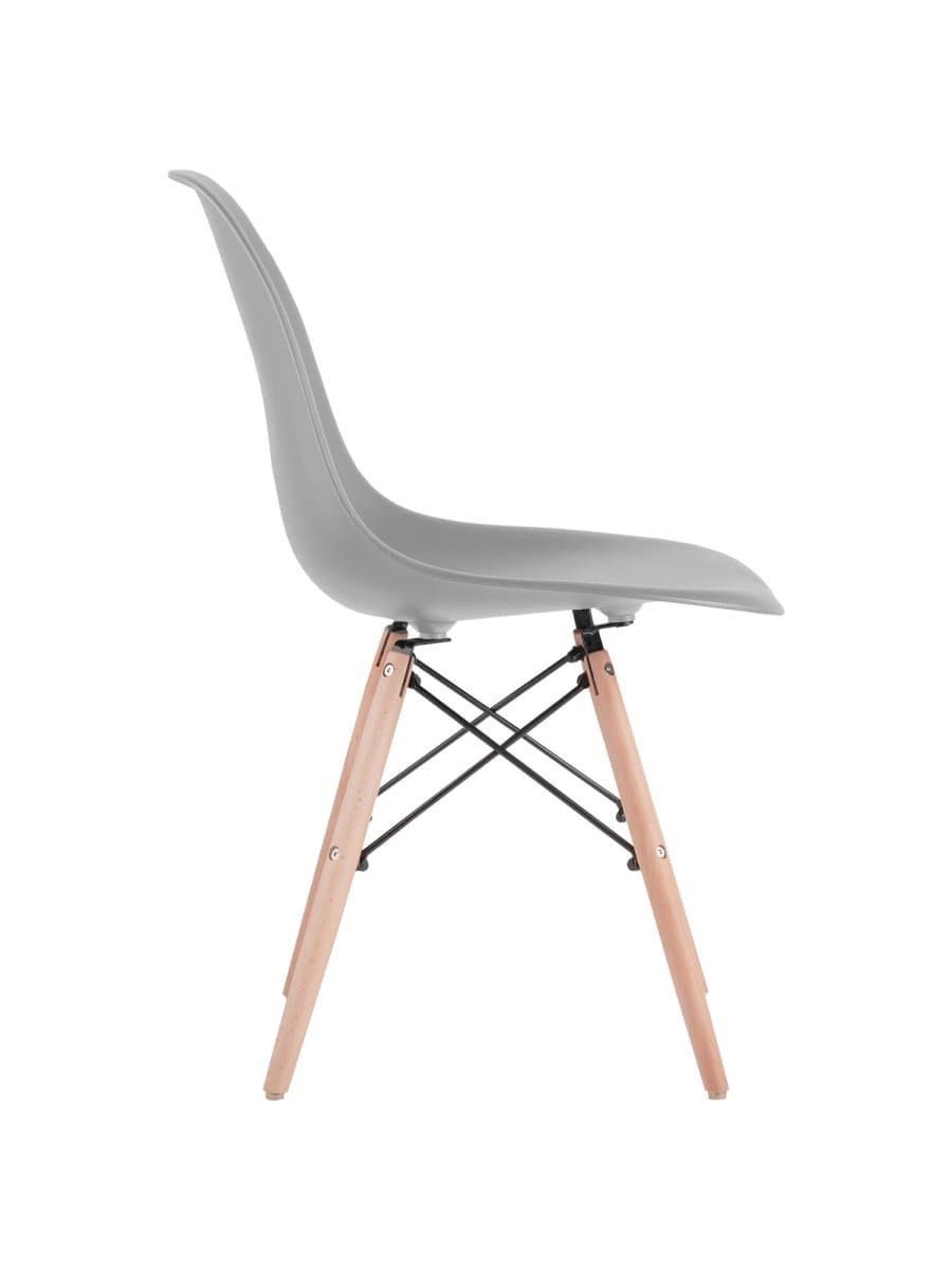 Стулья BRABIX "Eames CF-010", КОМПЛЕКТ 4 шт., пластик серый, опоры дерево/металл, 532632