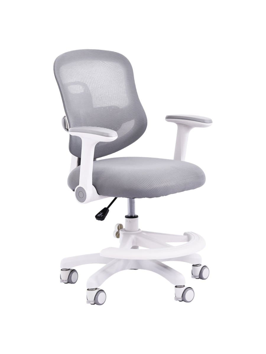 Кресло детское с подставкой для ног BRABIX KIDS "MG-215", сетка/ткань TW, серое, 533313