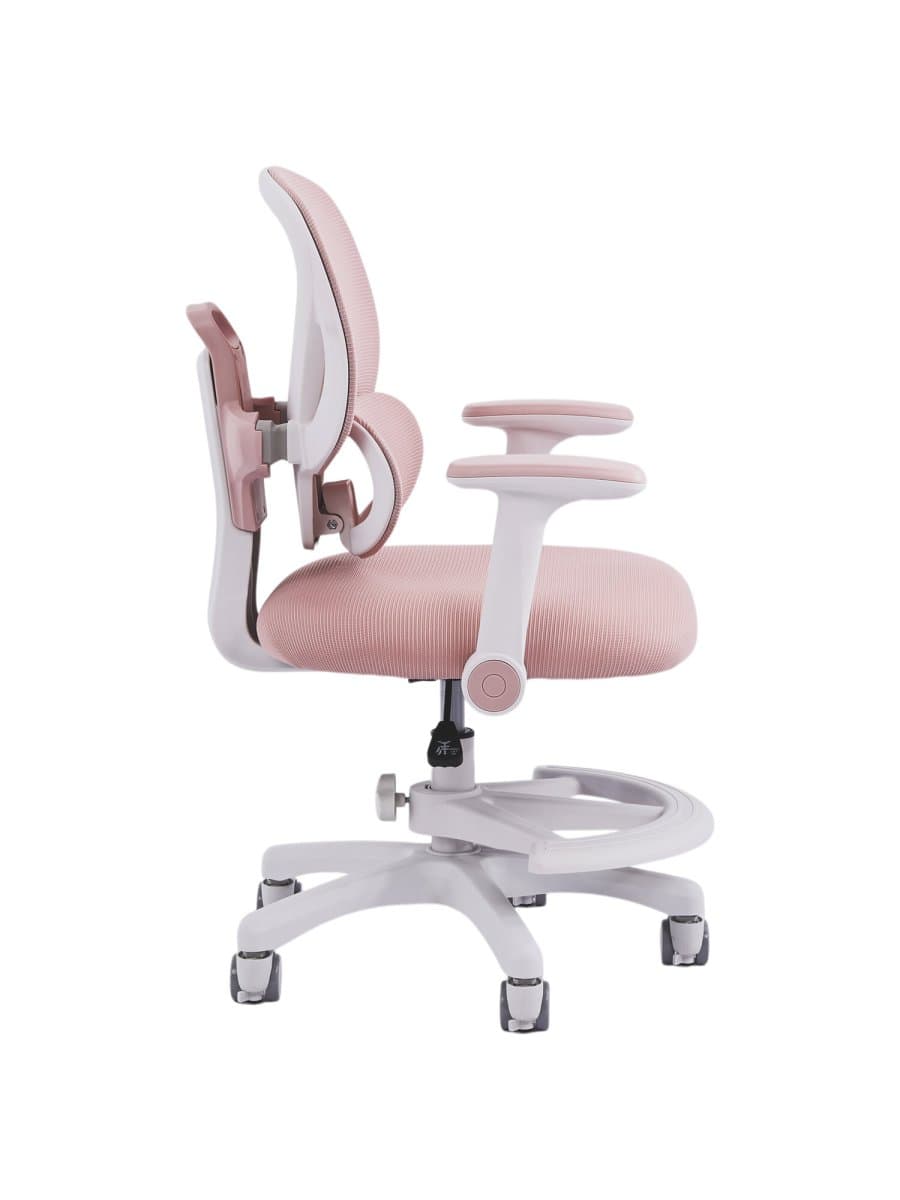 Кресло детское с подставкой для ног BRABIX KIDS "MG-220", сетка/ткань TW, розовое, 533314