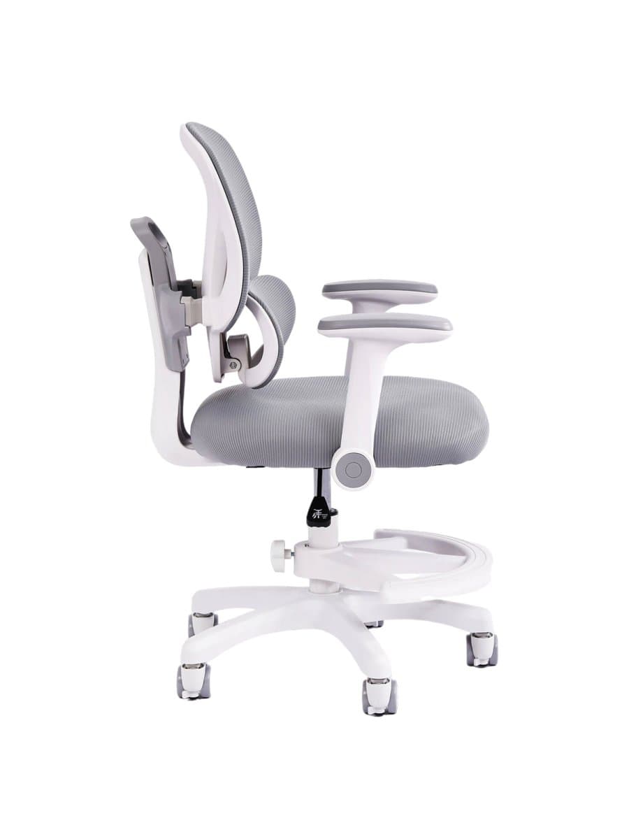 Кресло детское с подставкой для ног BRABIX KIDS "MG-220", сетка/ткань TW, серое, 533315