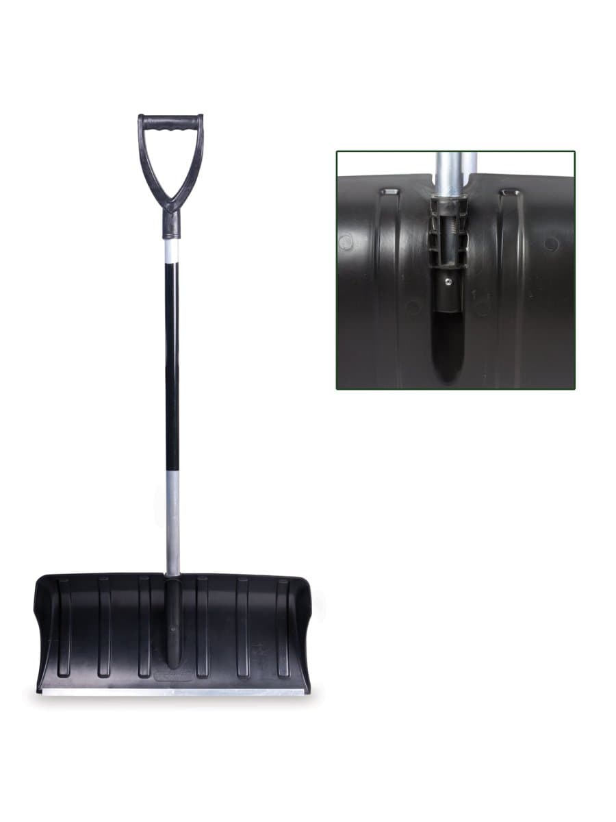 Лопата снеговая 60х30 см, пластиковая, алюминиевый черенок с V-ручкой 130 см, армирующая алюминиевая планка, № 14, №14