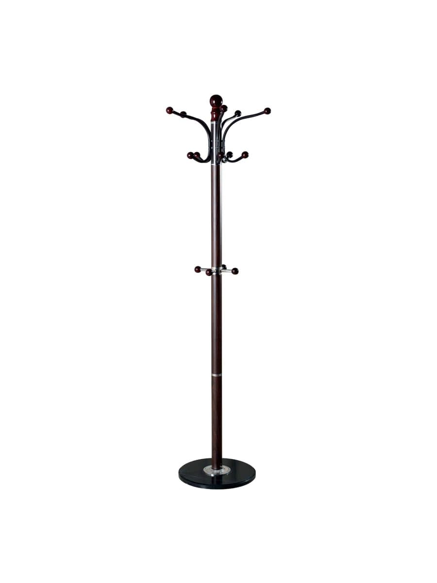 Вешалка-стойка BRABIX "CR-274", металл/мрамор, 1,8 м, на диске диаметром 36 см, 5 крючков + 4 дополнительных, венге, 601744