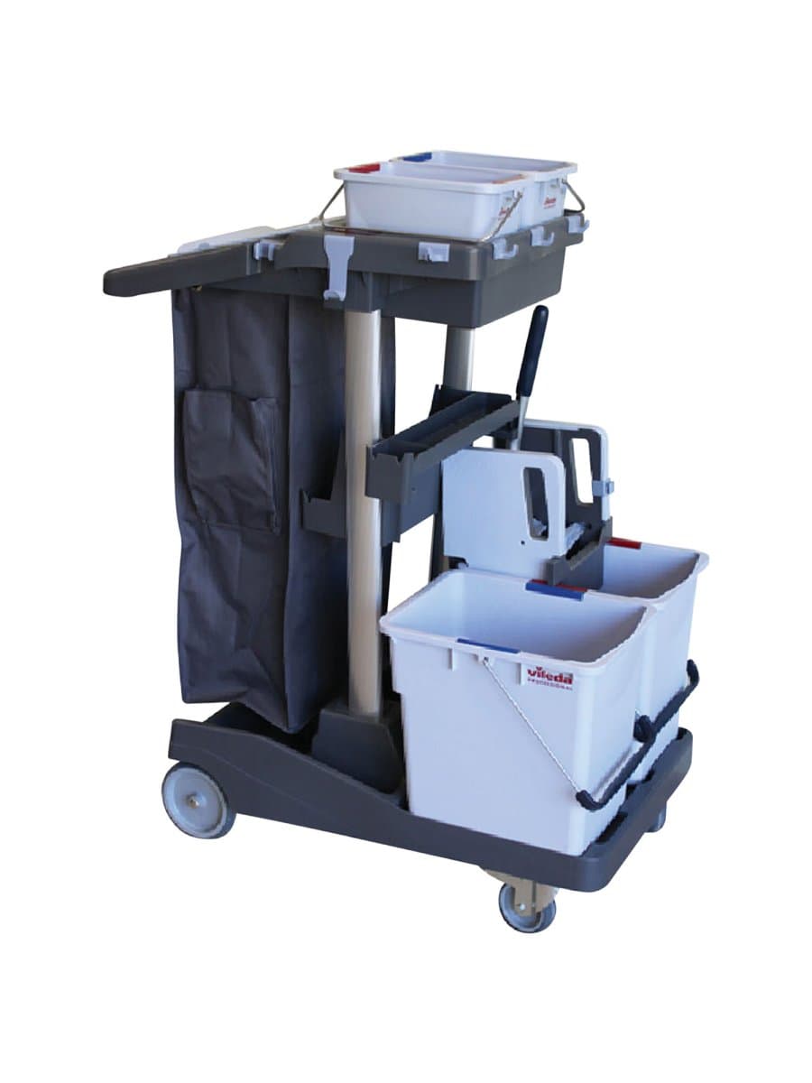 Тележка уборочная VILEDA PROFESSIONAL "ВолеоПро", ведра 2х25 л, 2х6 л, вертикальный отжим, чехол для мусорного мешка на 70 л, 145119