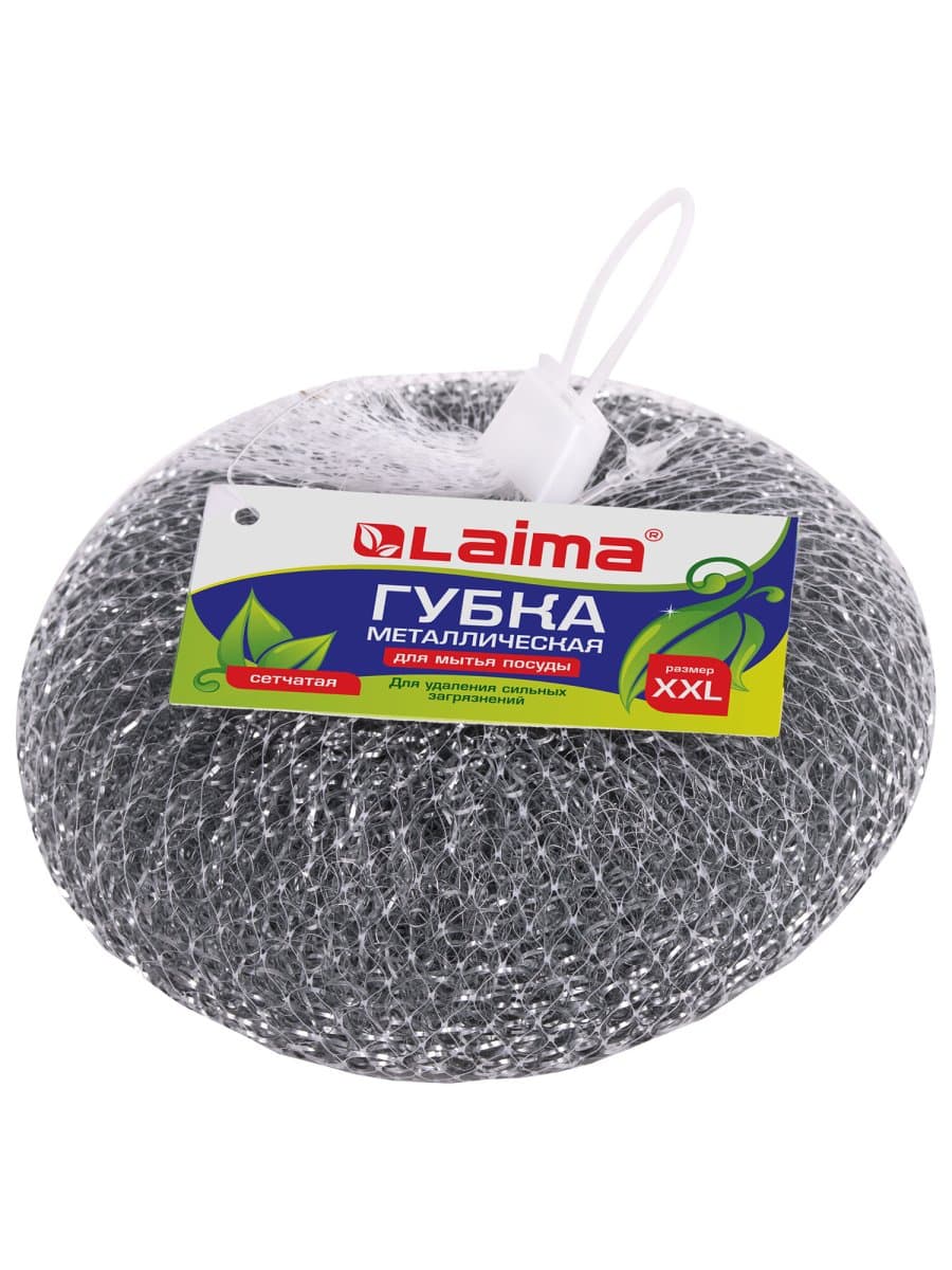 Губка (мочалка) металлическая, сетчатая, 100 г, БОЛЬШАЯ (XXL), для посуды, гриля, плиты, LAIMA, 603106
