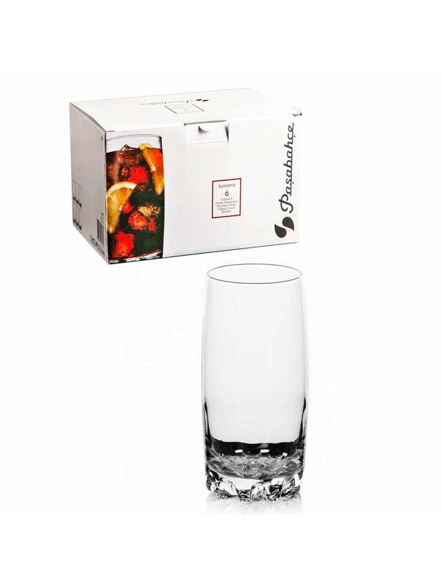 Стакан высокий, 375 мл, КОМПЛЕКТ 6 штук, стекло, PASABAHCE "СИЛЬВАНА", фирменная подарочная упаковка, 42812