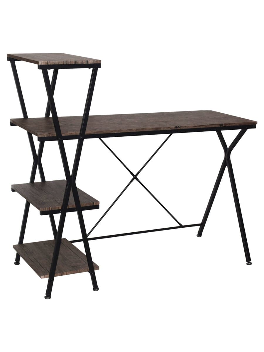 Стол на металлокаркасе BRABIX "LOFT CD-004", 1200х535х1110 мм, 3 полки, цвет морёный дуб, 641218