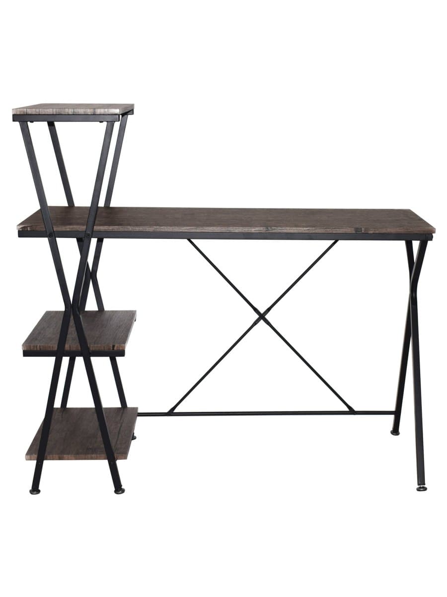 Стол на металлокаркасе BRABIX "LOFT CD-004", 1200х535х1110 мм, 3 полки, цвет морёный дуб, 641218