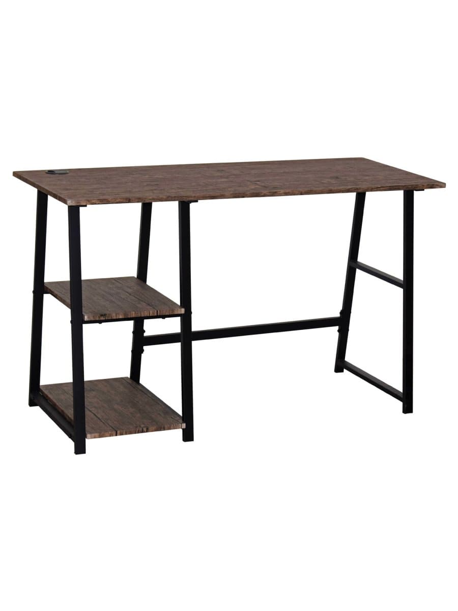 Стол на металлокаркасе BRABIX "LOFT CD-006", 1200х500х730 мм, 2 полки, цвет морёный дуб, 641224