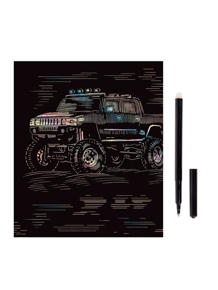 Гравюра с эффектом голографии "Hummer (Хаммер)", 18х24 см, основа, штихель, LORI, Гр-208