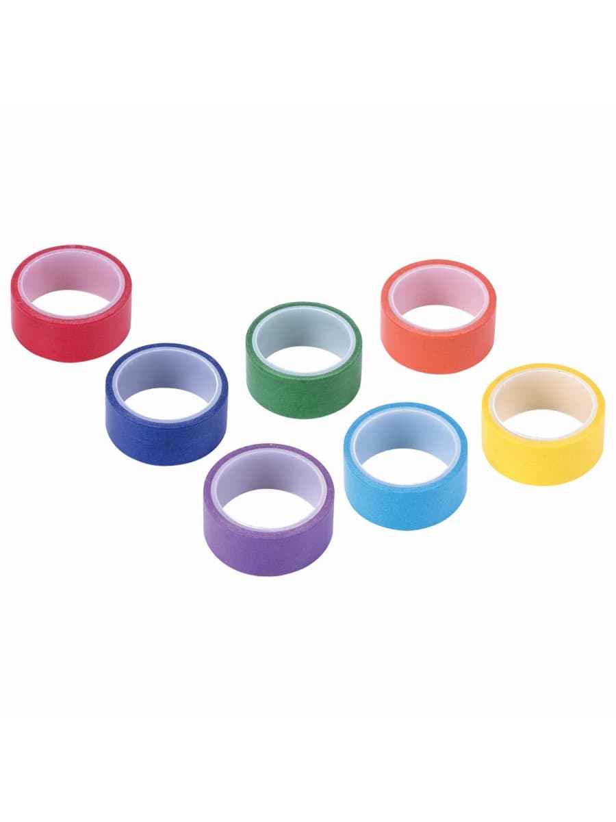 Клейкие WASHI-ленты для декора РАДУЖНЫЕ, однотонные, 15 мм х 3 м, 7 цветов, рисовая бумага, ОСТРОВ СОКРОВИЩ, 661702