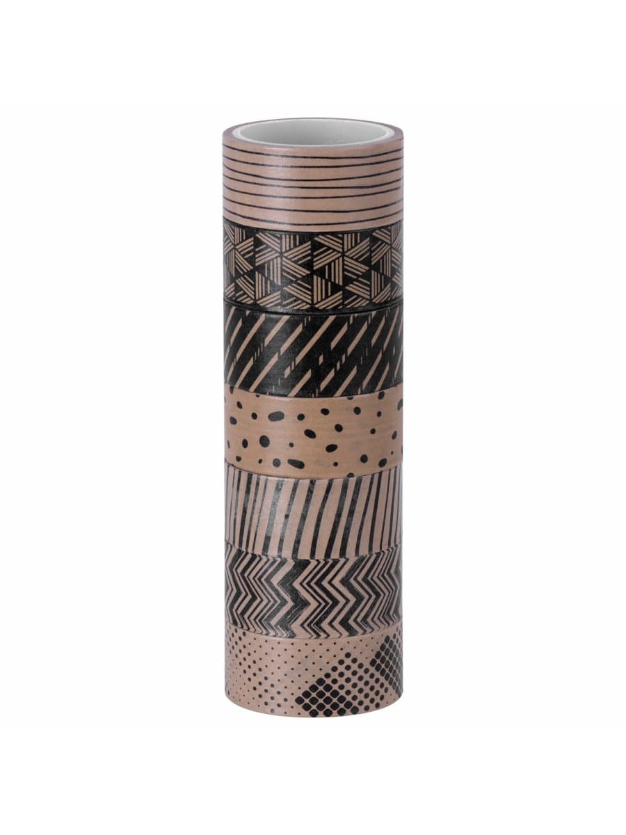 Клейкие WASHI-ленты для декора КОФЕЙНЫЕ ЦВЕТА, 15 мм х 3 м, 7 цветов, рисовая бумага, ОСТРОВ СОКРОВИЩ, 661706