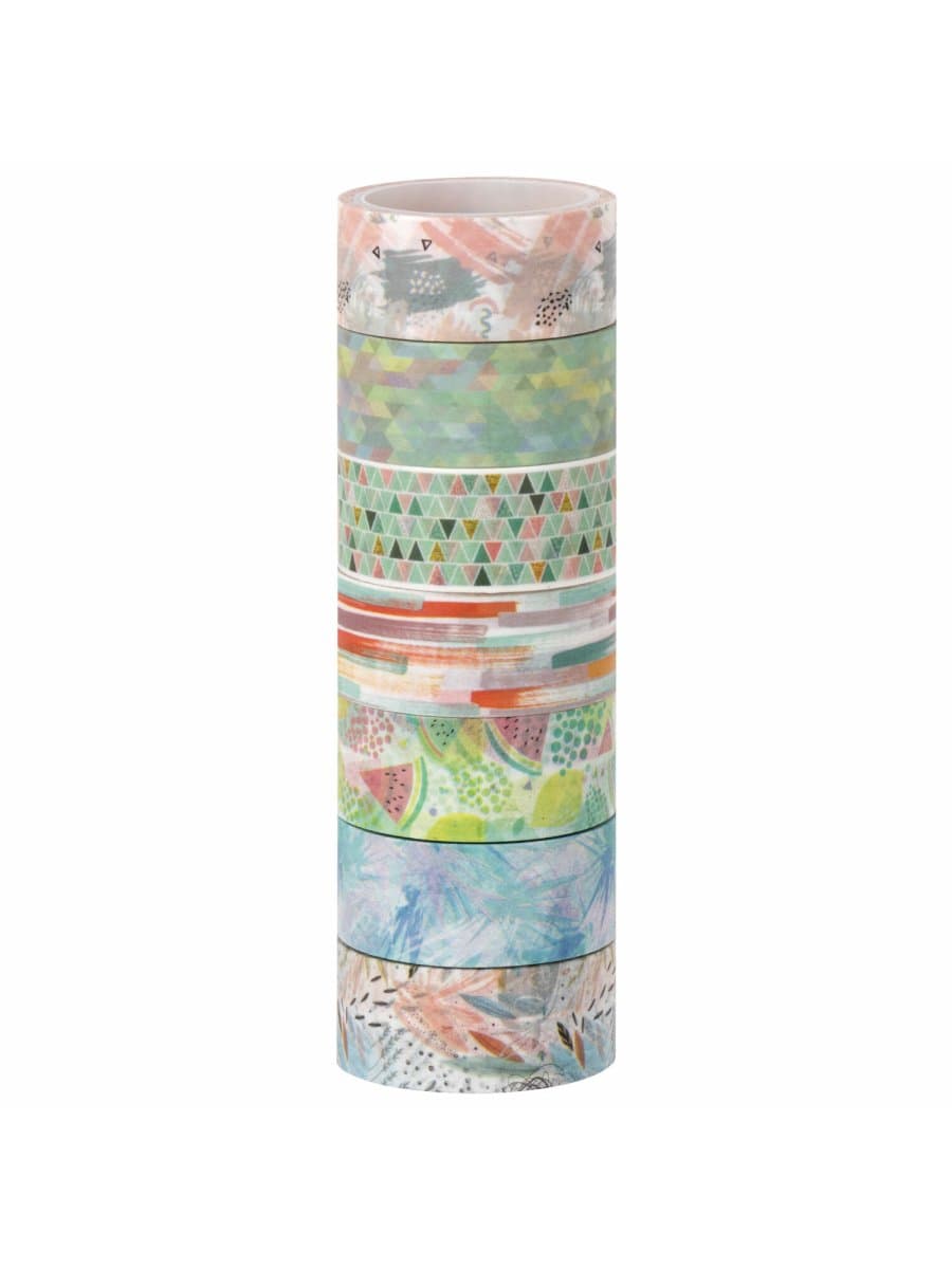 Клейкие WASHI-ленты для декора "Микс №1", 15 мм х 3 м, 7 цветов, рисовая бумага, ОСТРОВ СОКРОВИЩ, 661709