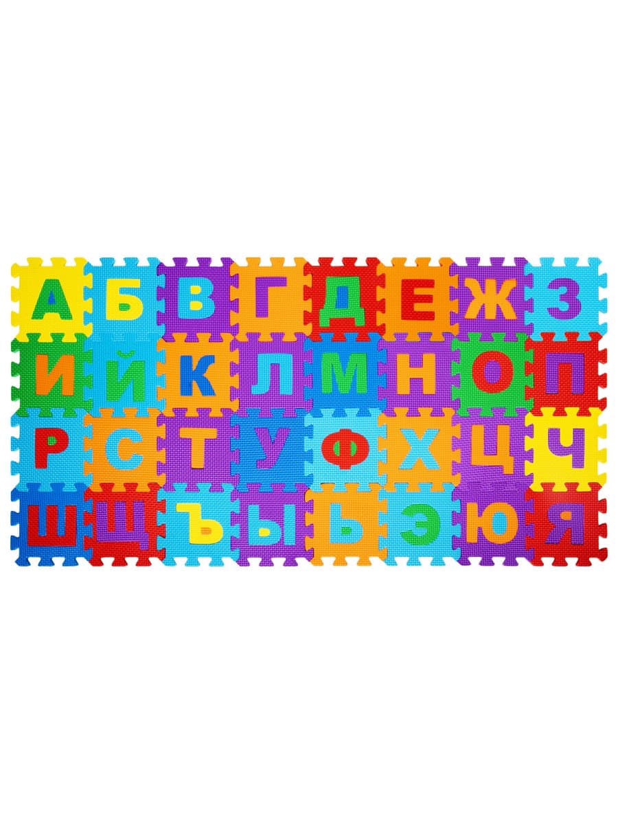 Коврик-пазл 1,2х0,6 м, мягкий, "Алфавит", 32 элемента 15х15 см, толщина 1 см, ЮНЛАНДИЯ, 664656