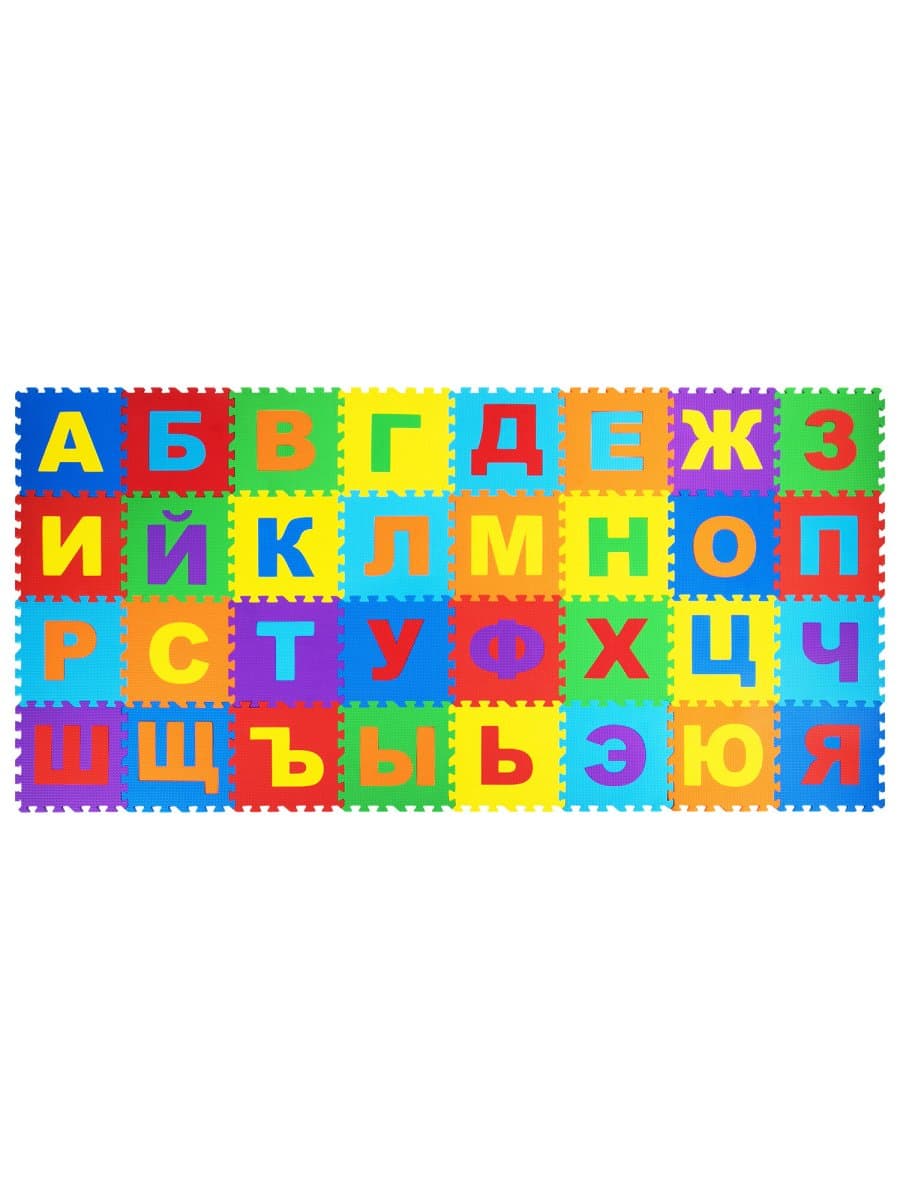 Коврик-пазл 2,4х1,2 м, мягкий, "Алфавит", 32 элемента, 30х30 см, толщина 1 см, ЮНЛАНДИЯ, 664657
