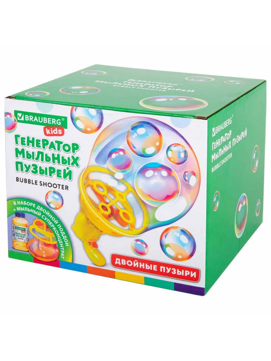 Мыльные пузыри Бластер Генератор "DOUBBLE BIG BUBBLES", раствор 250 мл, BRAUBERG KIDS, 665151