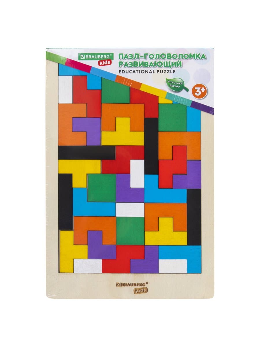 Головоломка развивающая деревянная "Тетрис", цветной, 18х27 см, BRAUBERG KIDS, 665262